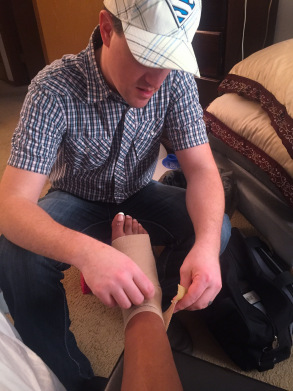 Still helping me wrap my foot every day!