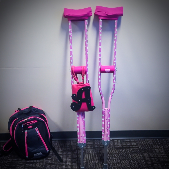 pink crutches