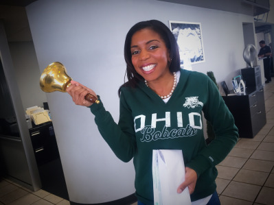 After purchasing my car, I got to ring the bell in the showroom! So fun!