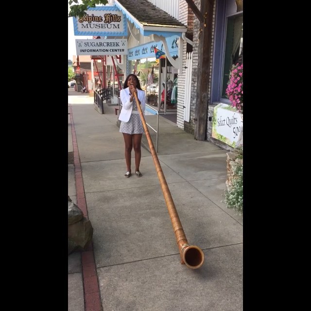 Taping a segment in #Sugarcreek today, I played the alphorn! Pretty sure I terrified the entire town with all of that noise!! Haha🎵🙉🎵 @LeeannMiller